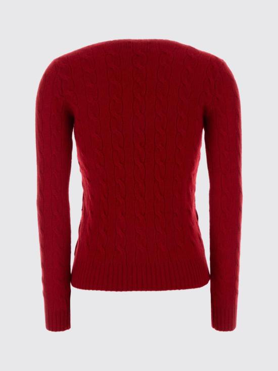26FW 폴로 랄프로렌 폴로 자수 케이블 니트 스웨터 211971865 505 Red - POLO RALPH LAUREN