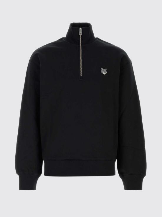 26FW 메종키츠네 폭스 헤드 컴포트 하프 집 스웨트셔츠 PM00305KM0341 P199 Black - MAISON KITSUNE
