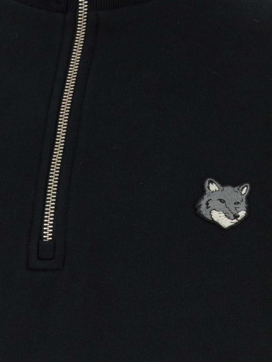 26FW 메종키츠네 폭스 헤드 컴포트 하프 집 스웨트셔츠 PM00305KM0341 P199 Black - MAISON KITSUNE