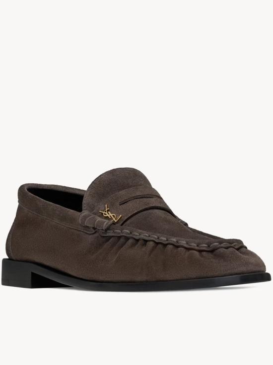 26FW 생로랑 르 스웨이드 로퍼 839471 2W5AC Brown - SAINT LAURENT