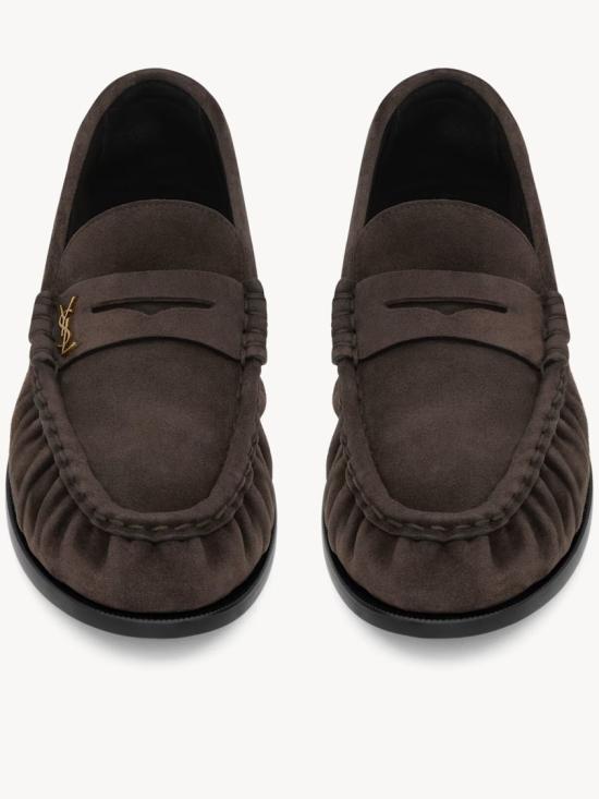 26FW 생로랑 르 스웨이드 로퍼 839471 2W5AC Brown - SAINT LAURENT