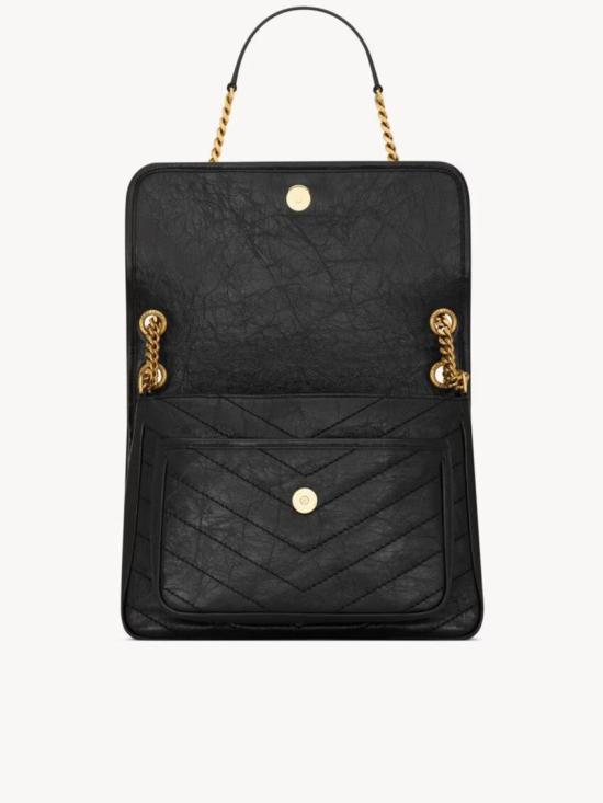 26FW 생로랑 니키 미디움 빈티지 레더 633184 0EN07 Black - SAINT LAURENT