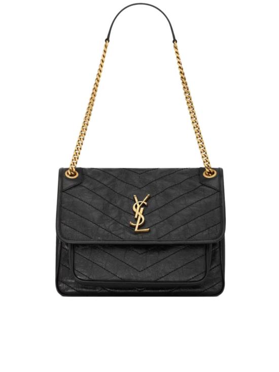 26FW 생로랑 니키 미디움 빈티지 레더 633184 0EN07 Black