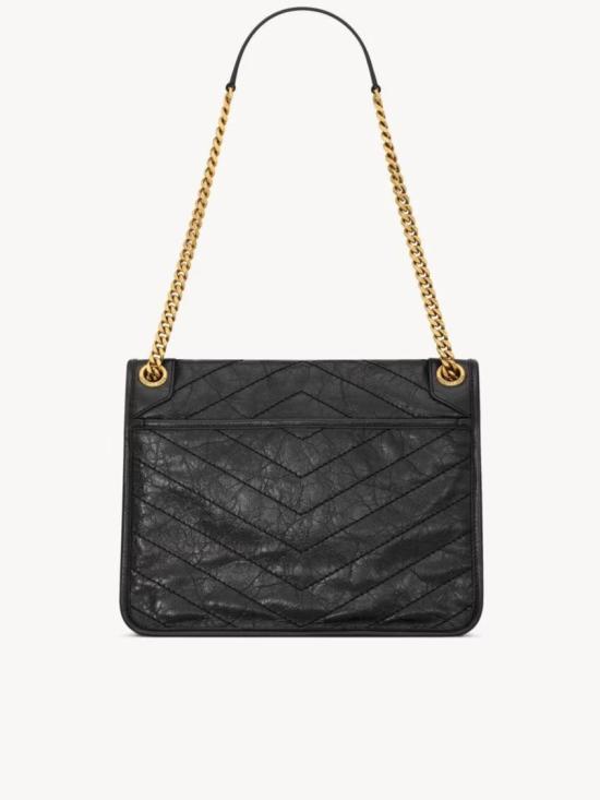 26FW 생로랑 니키 미디움 빈티지 레더 633184 0EN07 Black - SAINT LAURENT