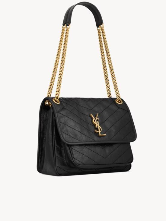26FW 생로랑 니키 미디움 빈티지 레더 633184 0EN07 Black - SAINT LAURENT
