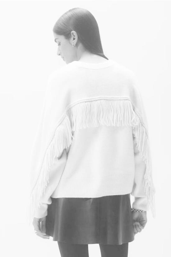  화이트 워렌 의류 화이트 + 워렌 캐시미어 프린지 크루 스웨터 블랙 - WHITE + WARREN