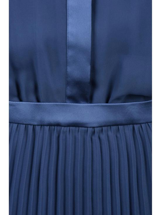 엠포리오 아르마니 원피스 파란색 주름 장식 시스루 상의 리본 롱 드레스 - EMPORIO ARMANI