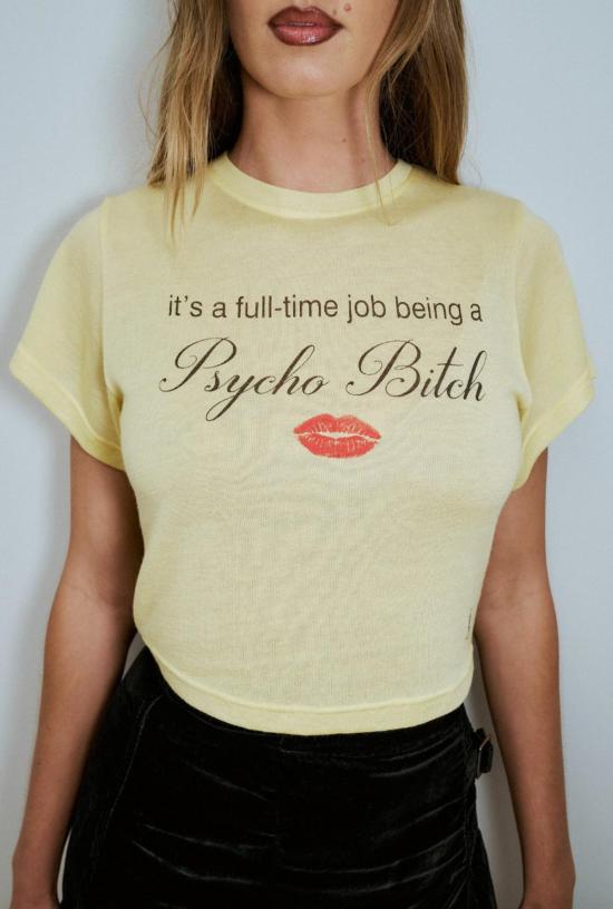  패션 브랜드 컴퍼니 반팔 티셔츠 패션 브랜드 회사 Psycho Bitch 울 블렌드 아기 티셔츠