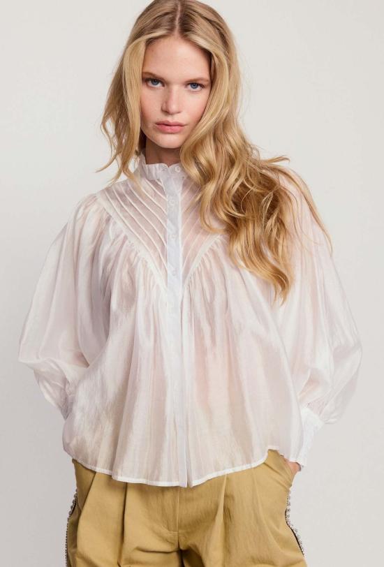  THE SHIRT BY ROCHELLE BEHRENS 블라우스 로셸 베렌스의 셔츠, 더 시브 러플 셔츠 화이트