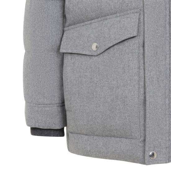 26FW 브루넬로 쿠치넬리 본디드 울 플란넬 탈부착 후드 다운 자켓 MM4701823 CF427 GRIGIO CHIARO PIOMBO - BRUNELLO CUCINELLI