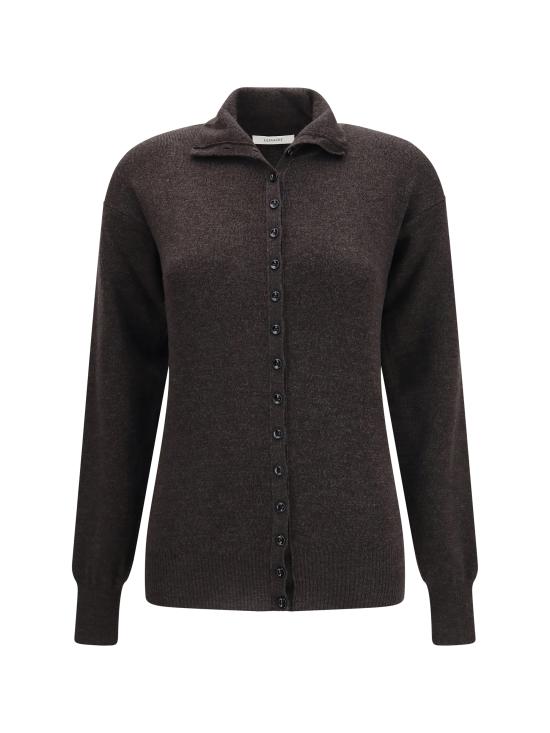 26FW 르메르 버튼 탑 파인 울 스웨터 PO0047LK1070 BK674 BLACK
