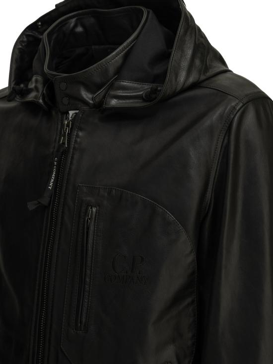 26FW 씨피 컴퍼니 레더 고글 자켓 21CMOW305A 110457L 999 BLACK DOM - C.P. COMPANY