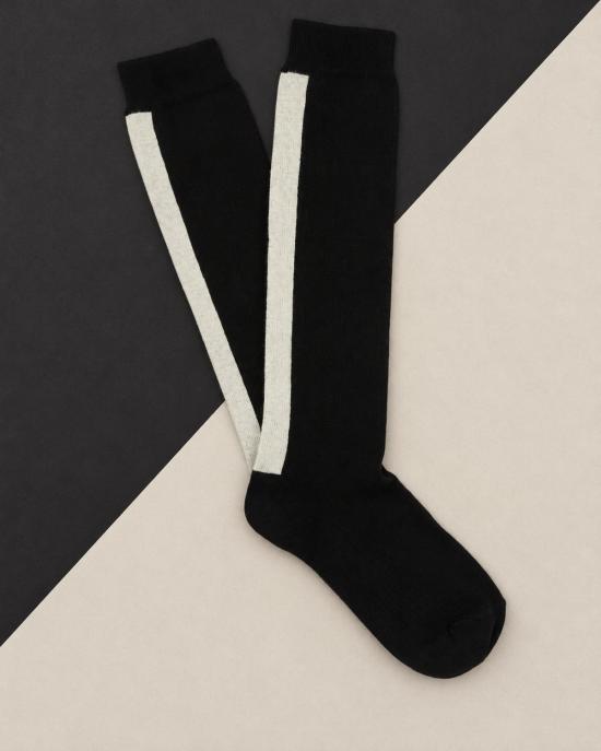  에스큐이어 양말 에스쿠이어 무릎까지 오는  블랙 & 에크루 - ESCUYER