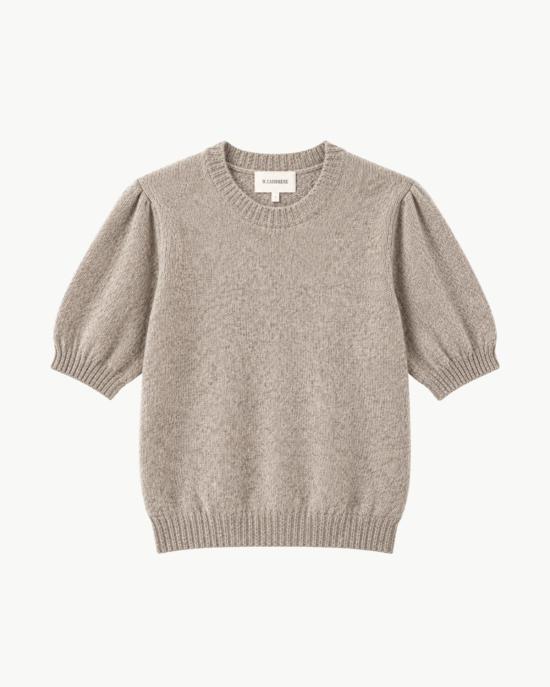  더블유 캐시미어 스웨터 W.Cashmere 브렌다 반팔  헤더 브라운