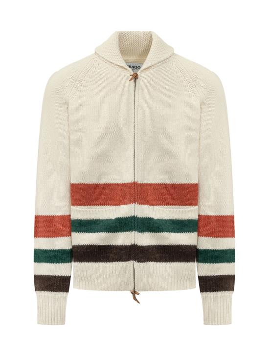 26FW 세바고 집업 니트 77123QW A0K WHITE NATURAL BROWN GREEN