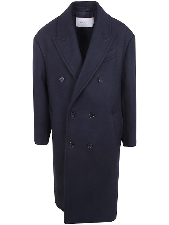 26FW 아미 울 더블 브레스트 롱 코트 HCO458 WV0078 001 BLACK