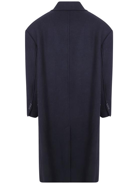 26FW 아미 울 더블 브레스트 롱 코트 HCO458 WV0078 001 BLACK - AMI
