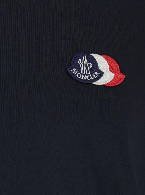 26SS 몽클레어 자수 트라이컬러 로고 코튼 티셔츠 8C0007489B8Q778 Blu - MONCLER