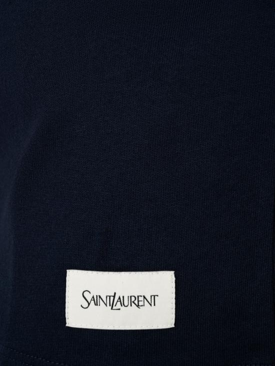 26FW 생로랑 로고 코튼 크루넥 티셔츠 798933 Y37RY4019 NAVY - SAINT LAURENT