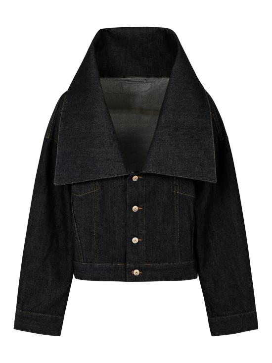 26FW 발렌시아가 스탠딩 카라 크롭 박시 데님 자켓 A00977 TVWA44007 RAW INDIGO