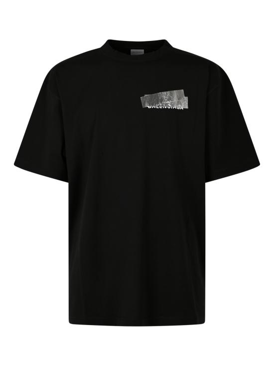 26FW 발렌시아가 오버사이즈 프린트 반팔 티셔츠 850345 TVVE21000 BLACK - BALENCIAGA