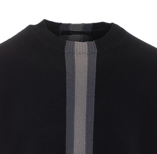 26FW 구찌 스트라이프 디테일 크루넥 울 스웨터 864572 XKFG61062 BLACK - GUCCI