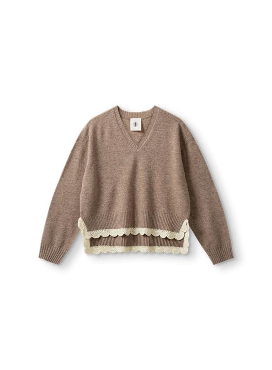  The Garment x Tomorrow 스웨터 더 가먼트 X 투모로우 코모 크로셰 브이넥  베이지 - OTHER BRANDS