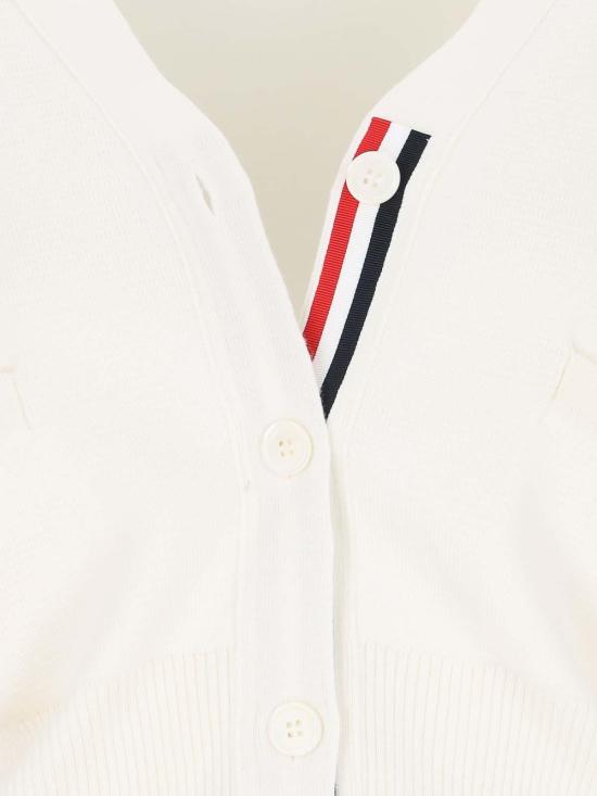 26FW 톰브라운 파인 메리노 울 4바 클래식 V넥 가디건 FKC207A00014100 WHITE - THOM BROWNE