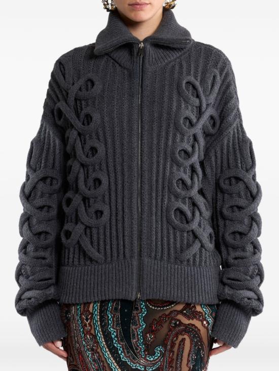 26FW 에트로 우븐 울 지퍼 가디건 WRKP0055 AV12AV0766 GREY - ETRO