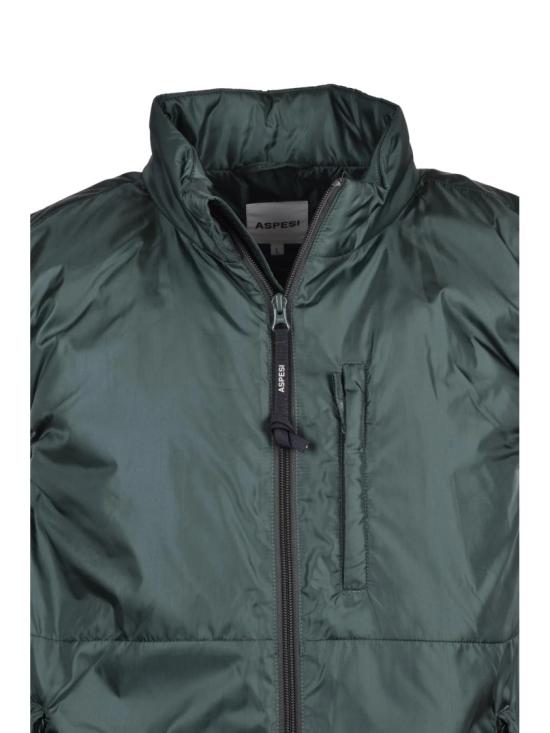 25FW 아스페시 자켓 녹색 써모 패딩 조끼 (지퍼 여밈 및 하이 칼라) - ASPESI