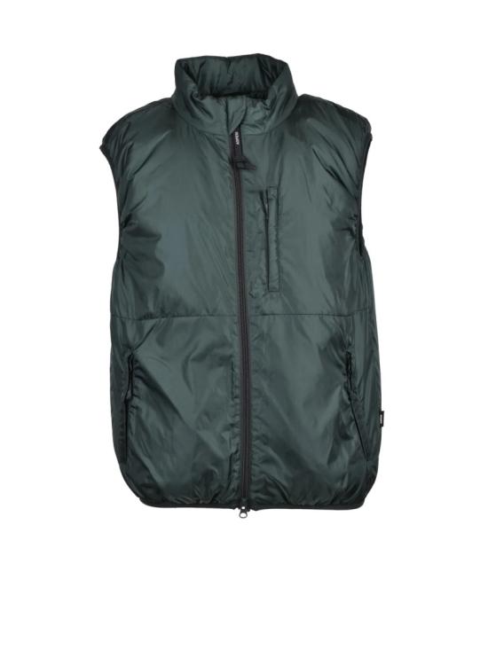 25FW 아스페시 자켓 녹색 써모 패딩 조끼 (지퍼 여밈 및 하이 칼라)