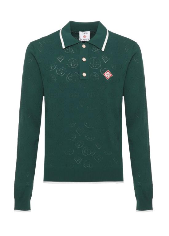 26FW 카사블랑카 폴로 티셔츠 MAW26KW148201VISCOSE BLEND GREEN