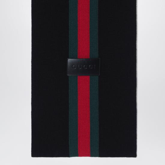 26FW 구찌 스트라이프 울 캐시미어 자카드 스카프 A007FJ4GALH Black - GUCCI