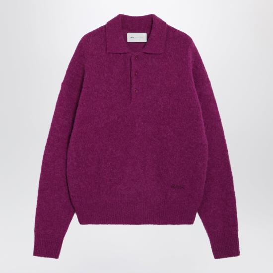26FW 아미 알파카 아미 롱 슬리브 폴로 스웨터 HPL405KN0021 Purple
