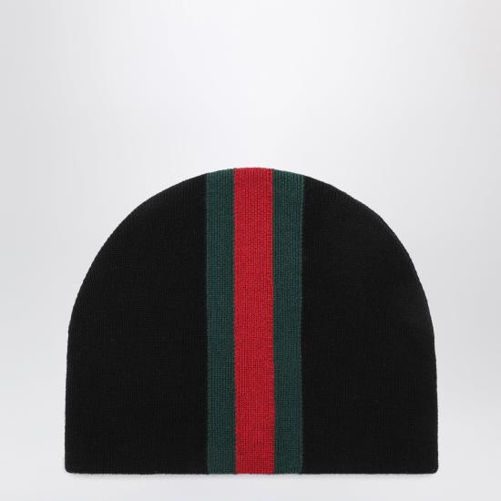26FW 구찌 웹 스트라이프 울 비니 웹 스트라이프 울 비니 A007FI4GALH Black