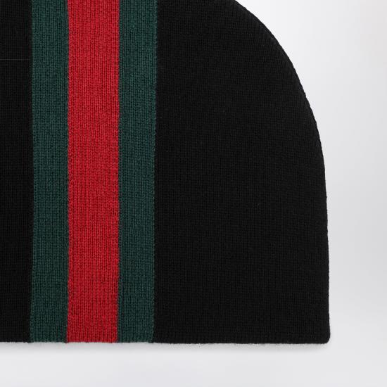 26FW 구찌 웹 스트라이프 울 비니 웹 스트라이프 울 비니 A007FI4GALH Black - GUCCI