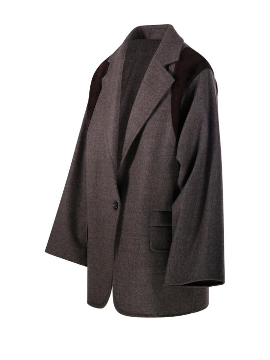 26FW 막스마라 페니체 레더 패널 버진 울 블레이저 자켓 2621046263600 003 MARRONE GRIGIO - MAX MARA
