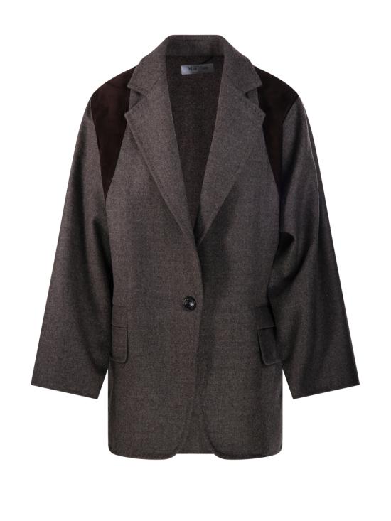 26FW 막스마라 페니체 레더 패널 버진 울 블레이저 자켓 2621046263600 003 MARRONE GRIGIO