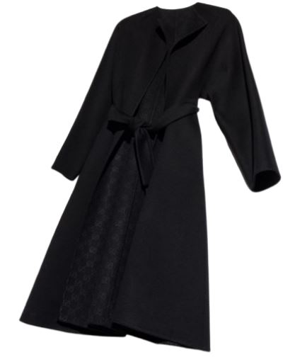 26FW 구찌 GG 벨티드 울 실크 랩 코트 873795 ZAVMN1000 BLACK