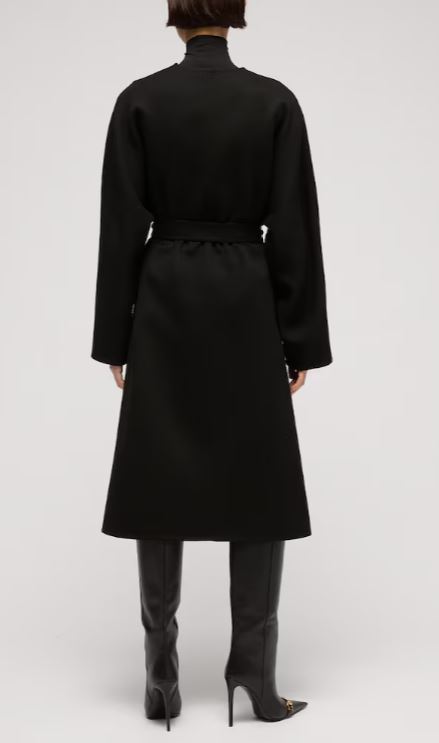 26FW 구찌 GG 벨티드 울 실크 랩 코트 873795 ZAVMN1000 BLACK - GUCCI