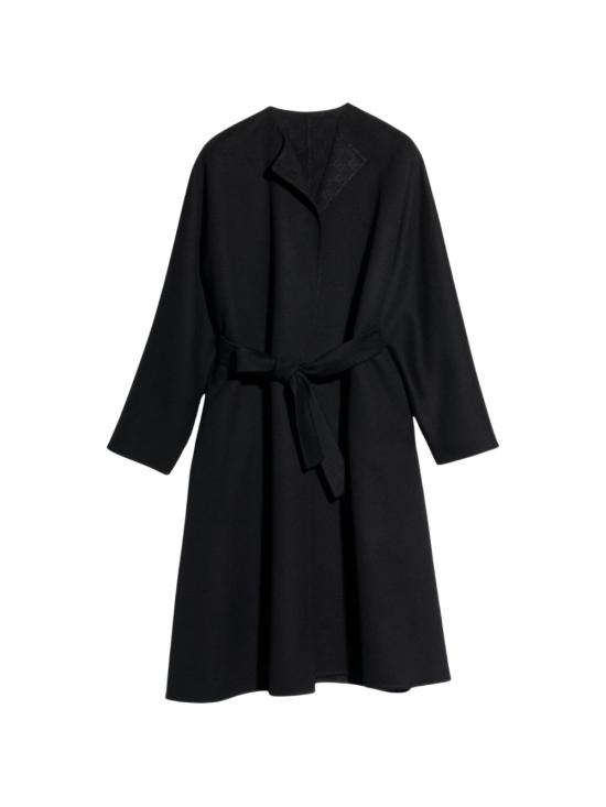 26FW 구찌 GG 벨티드 울 실크 랩 코트 873795 ZAVMN1000 BLACK - GUCCI