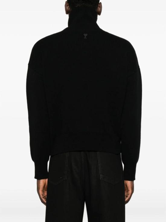 26FW 아미 브라운 하이 버튼 칼라 울 스웨터 UKS885 KN0192001 BLACK - AMI