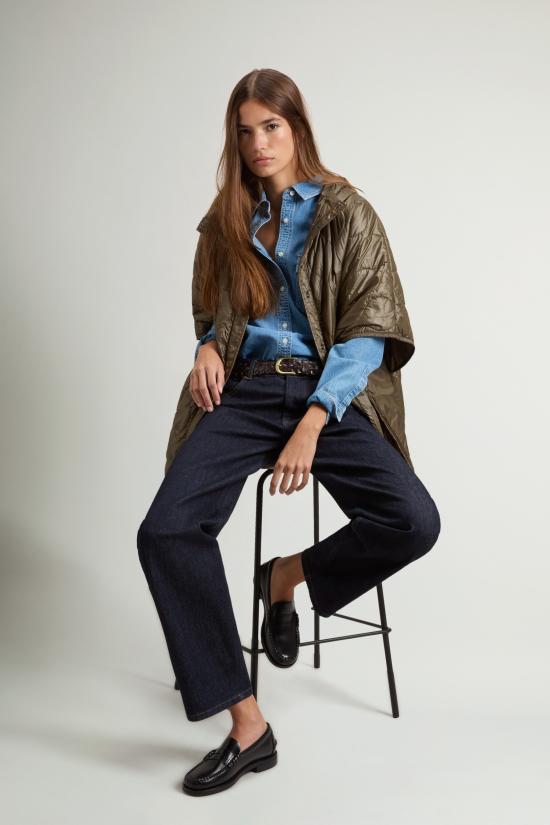 26FW 울리치 자켓 나일론 트라푼타타 베르데 스쿠로 소재의 카파 콘 카푸치오 - WOOLRICH