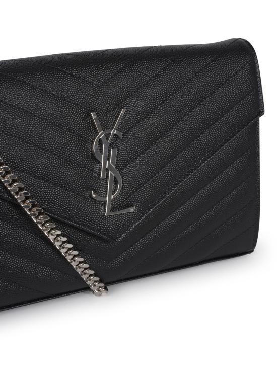 26FW 생로랑 그랑 드 뿌드르 엠보스드 레더 카산드라 마틀라세 체인 지갑 377828 BOW021000 NERO - SAINT LAURENT