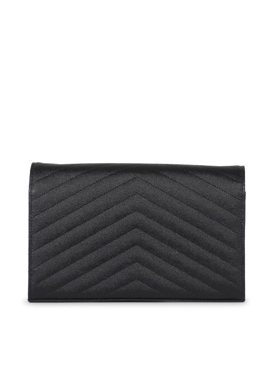 26FW 생로랑 그랑 드 뿌드르 엠보스드 레더 카산드라 마틀라세 체인 지갑 377828 BOW021000 NERO - SAINT LAURENT