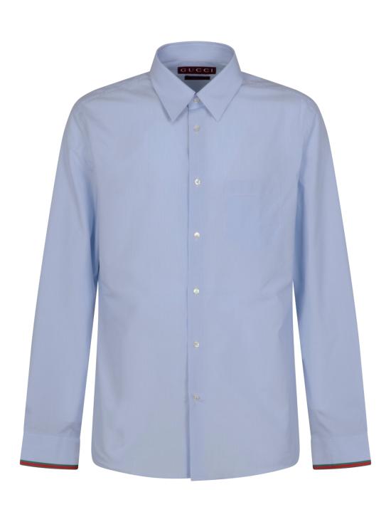 26SS 구찌 웹 디테일 스트라이프 코튼 셔츠 852707 ZAS5W4305 AZURE WHITE MC
