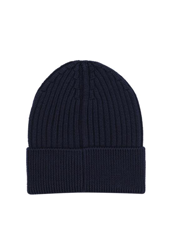 26FW 몽클레어 비니 로고가 있는 파란색 울 비니 - MONCLER