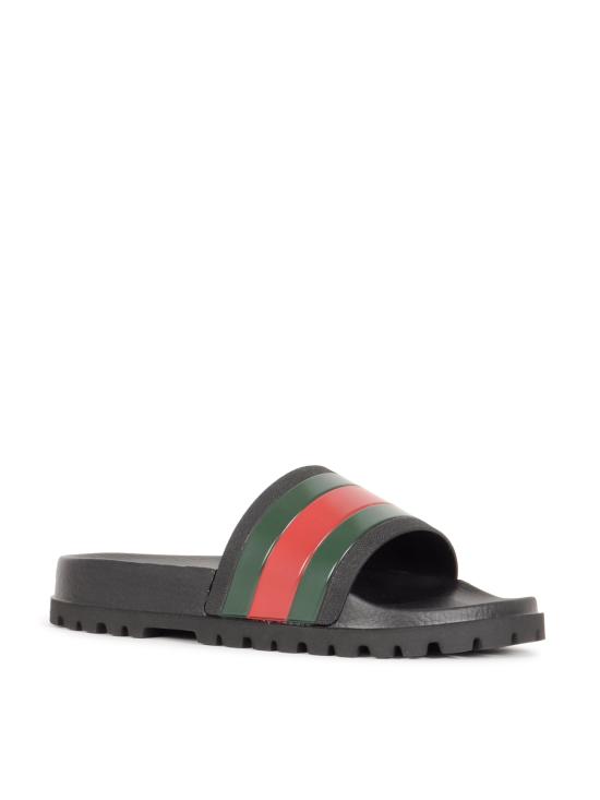 26FW 구찌 웹 러버 슬라이드 샌들 429469 GIB101098 - GUCCI