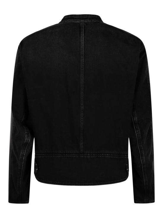 26FW 구찌 GG 자카드 레더 트림 코튼 데님 자켓 872075 XDDHQ1000 BLACK - GUCCI