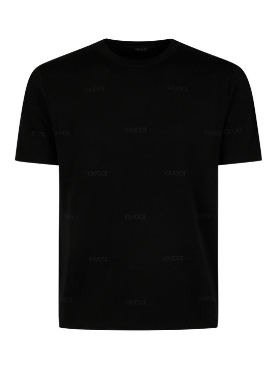26FW 구찌 울 실크 구찌 자카드 반팔 티셔츠 875491 XKFPE1043 BLACK ROCK - GUCCI